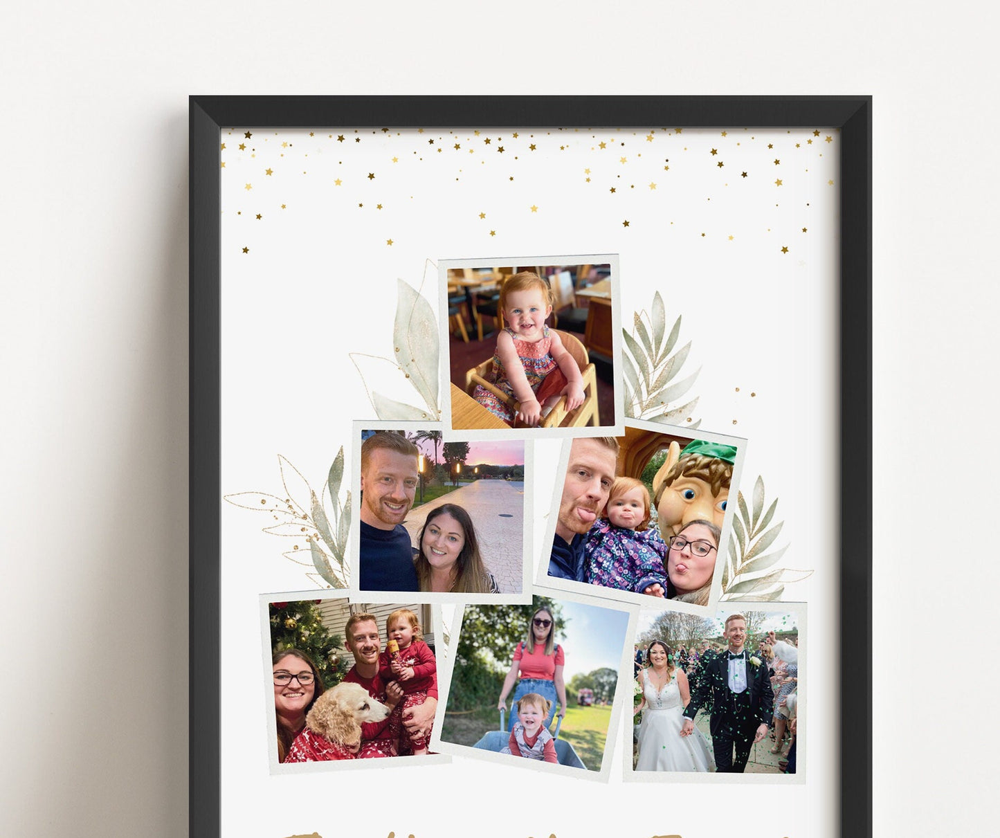 Family Photo Gift Print, Children Photo Poster, Custom Gift Mum Dad Birthday, Anniversary Art Wife Husband, Personalised Wall Art Botanical