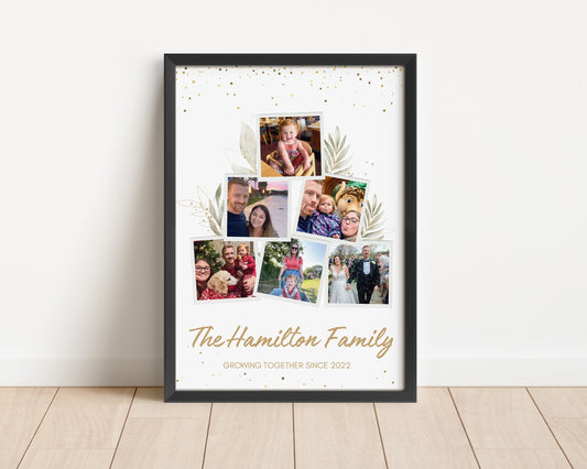 Family Photo Gift Print, Children Photo Poster, Custom Gift Mum Dad Birthday, Anniversary Art Wife Husband, Personalised Wall Art Botanical