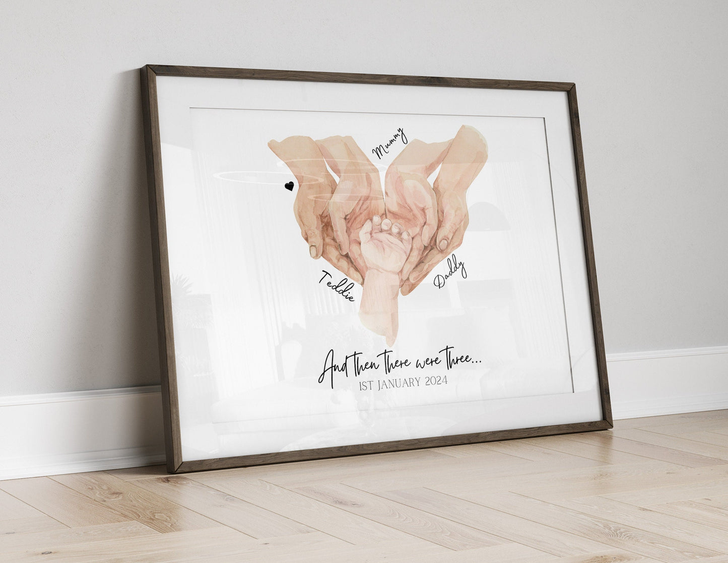 Personalised Family Hands Gift, Family Portrait Gift Print, Couple Baby Print, New Parents Wall Art, Newborn Baby Shower, Fathers Day Gift