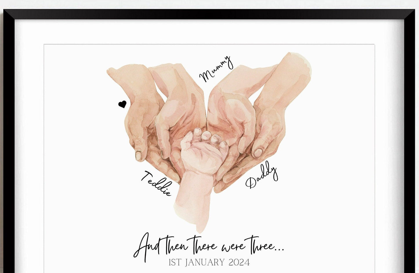 Personalised Family Hands Gift, Family Portrait Gift Print, Couple Baby Print, New Parents Wall Art, Newborn Baby Shower, Fathers Day Gift