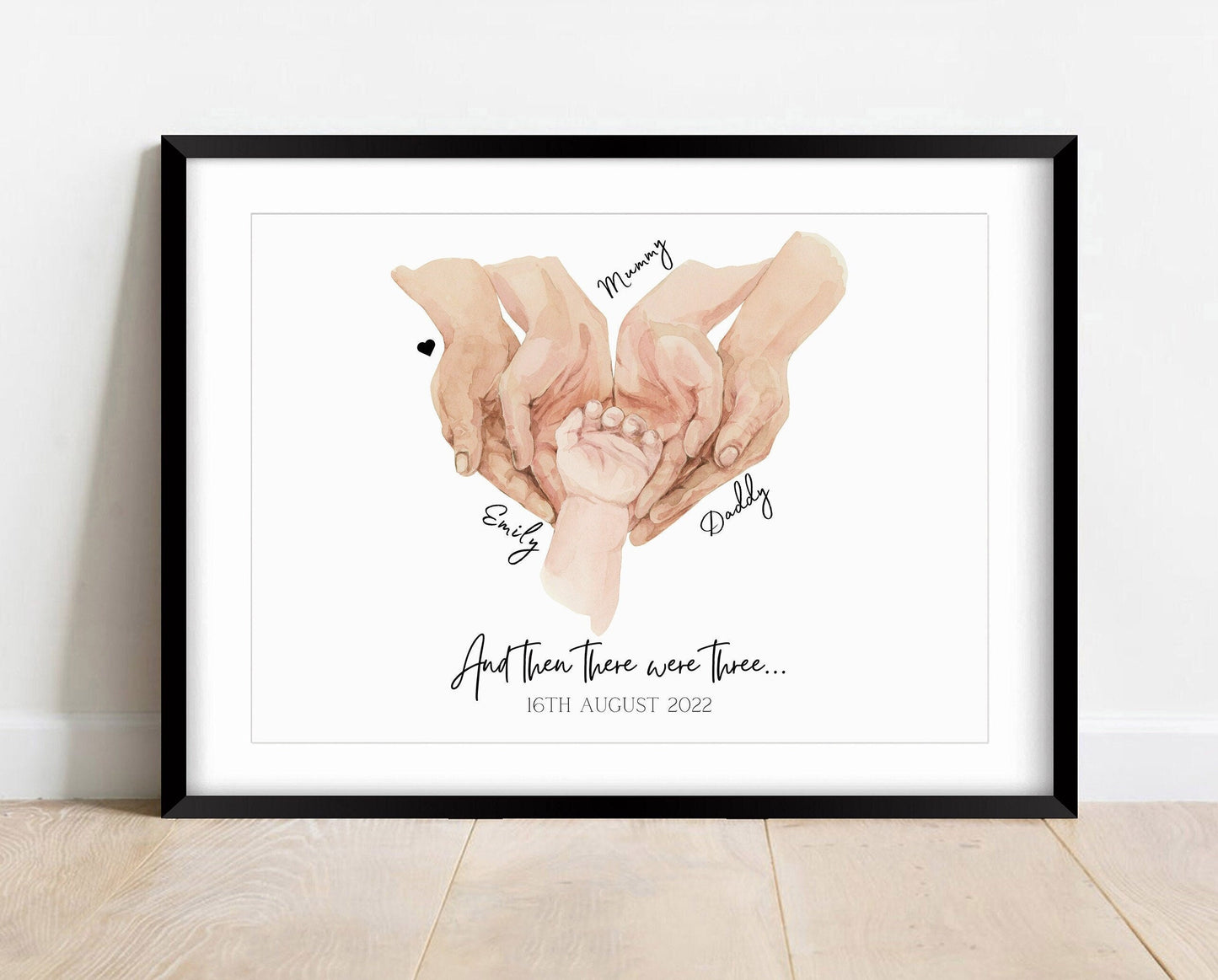 Personalised Family Hands Gift, Family Portrait Gift Print, Couple Baby Print, New Parents Wall Art, Newborn Baby Shower, Fathers Day Gift