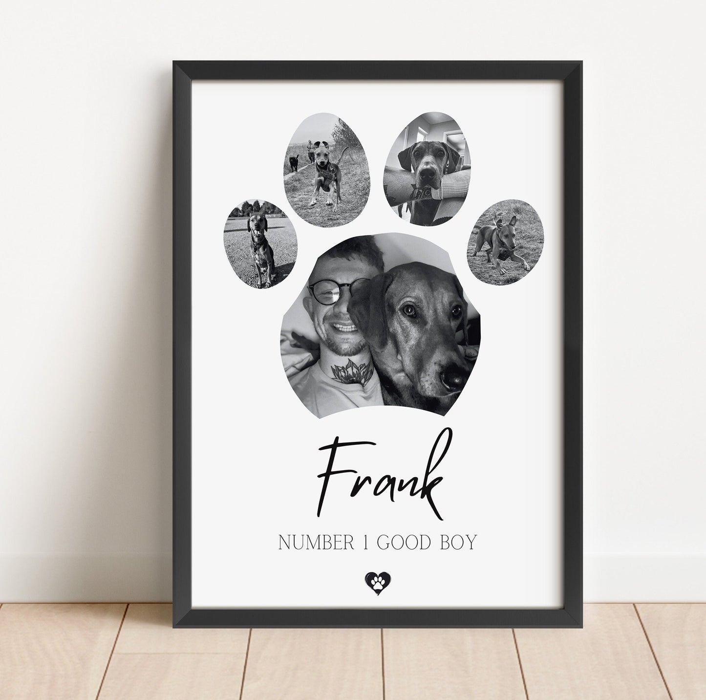 Custom Dog Paw Photo Print: Personalised Pet Memorial Poster
