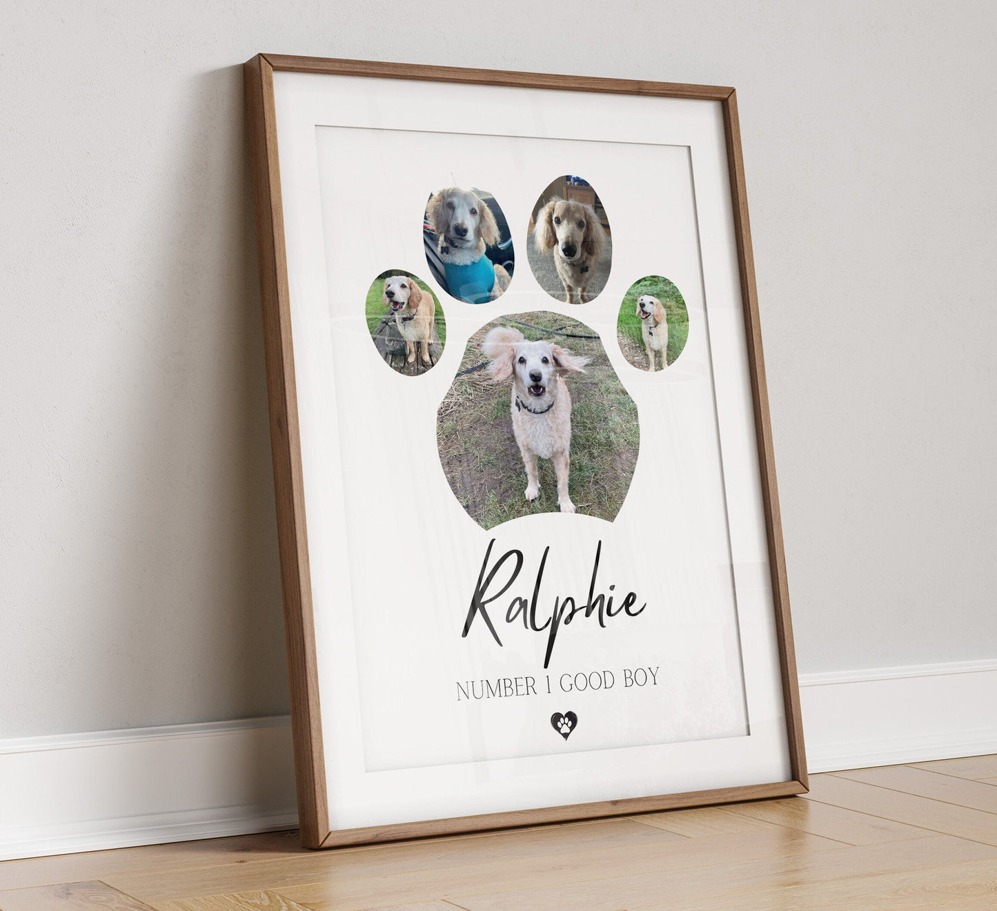 Custom Dog Paw Photo Print: Personalised Pet Memorial Poster
