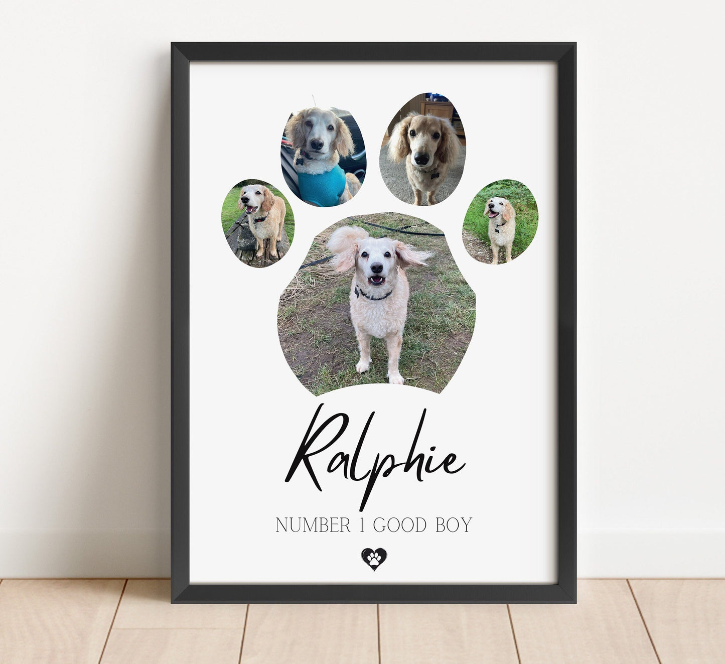 Custom Dog Paw Photo Print: Personalised Pet Memorial Poster
