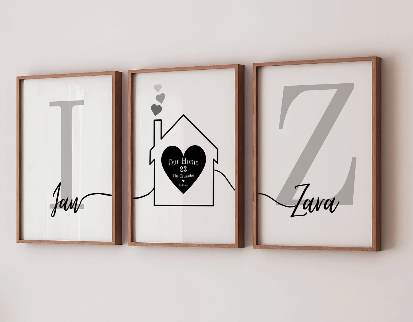 Personalized New Home Print Set: Housewarming Line Art Decor