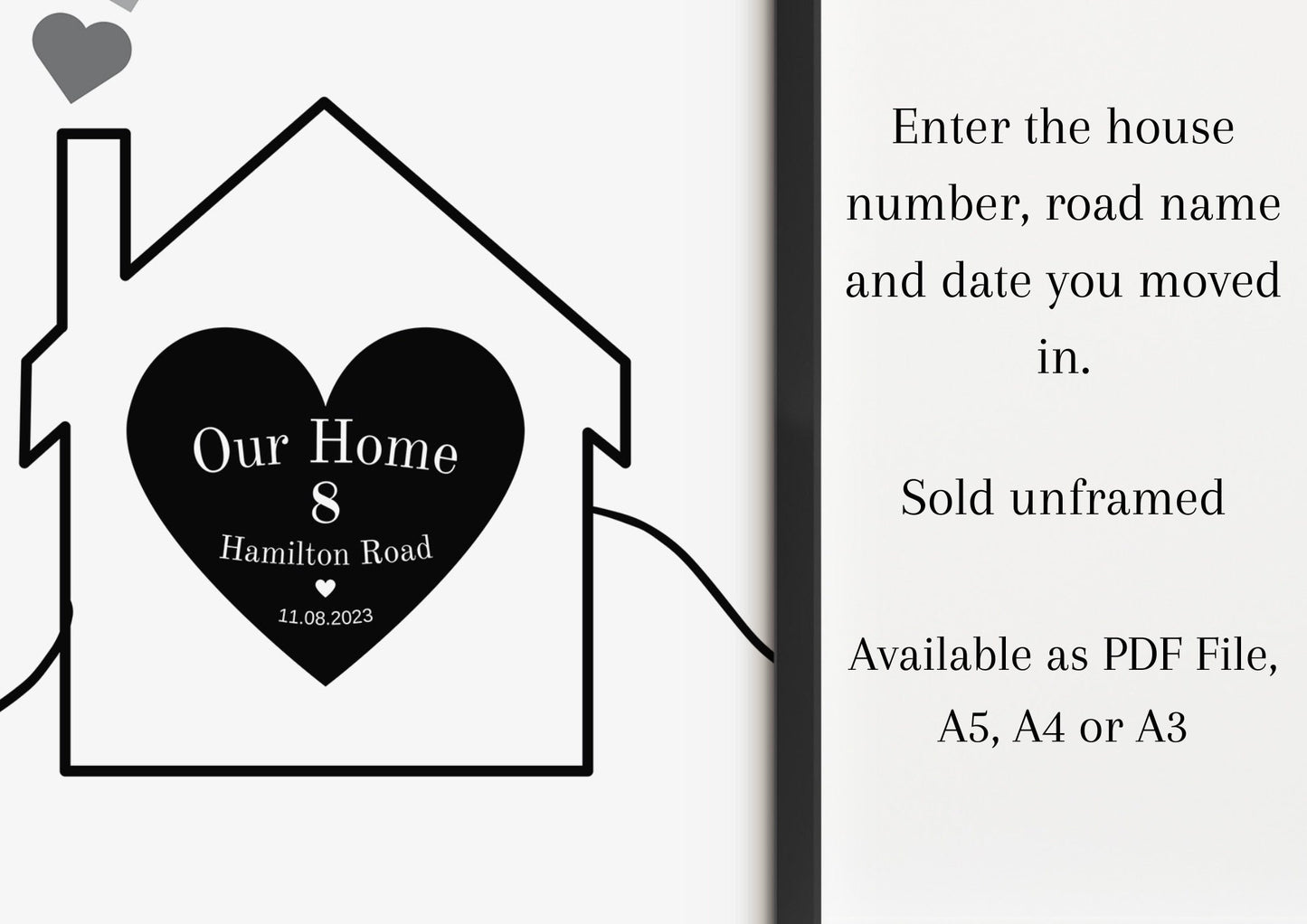 Personalized New Home Print Set: Housewarming Line Art Decor