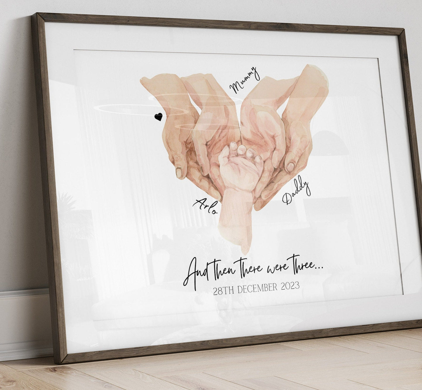 Personalised Family Hands Gift, Family Portrait Gift Print, Couple Baby Print, New Parents Wall Art, Newborn Baby Shower, Fathers Day Gift