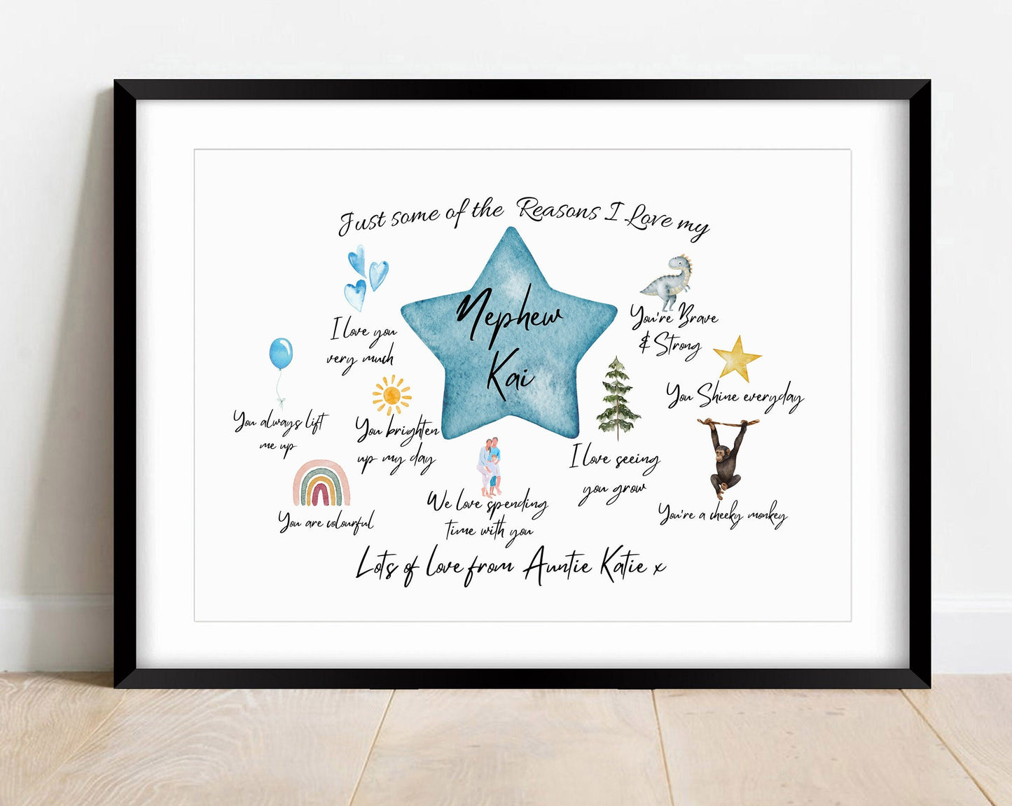 Personalised Nephew Keepsake Print: Reasons I Love You