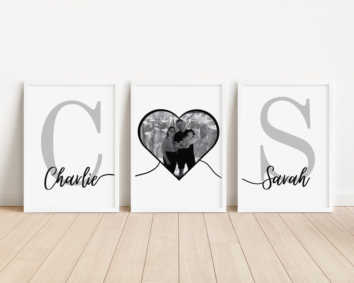 Personalised Line Art Photo Print Set of 3, Couple Gift, Anniversary Gift, Birthday Gift for New Home, First Home Wall Decor, Housewarming