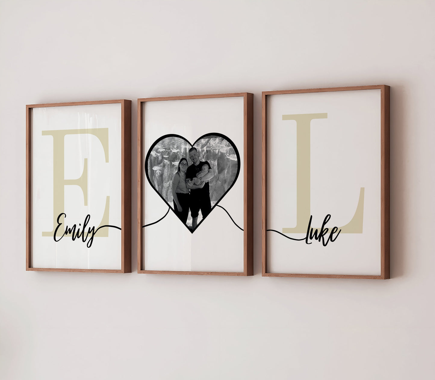 Personalised Line Art Photo Print Set of 3, Couple Gift, Anniversary Gift, Birthday Gift for New Home, First Home Wall Decor, Housewarming