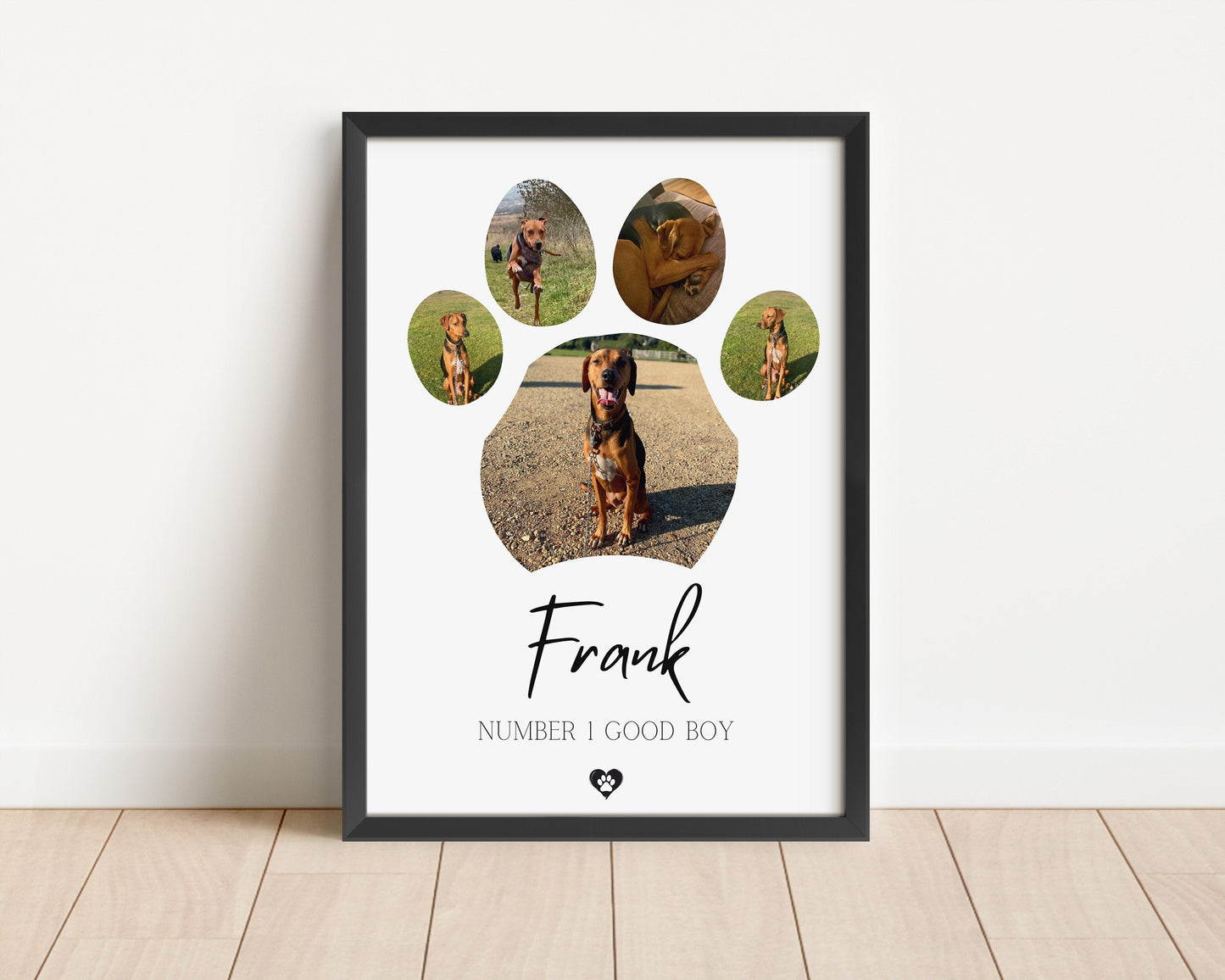 Custom Dog Paw Photo Print: Personalised Pet Memorial Poster