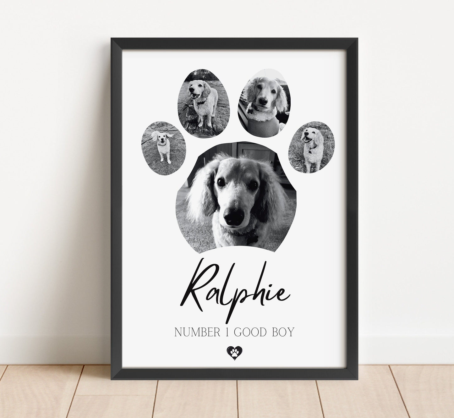 Custom Dog Paw Photo Print: Personalised Pet Memorial Poster