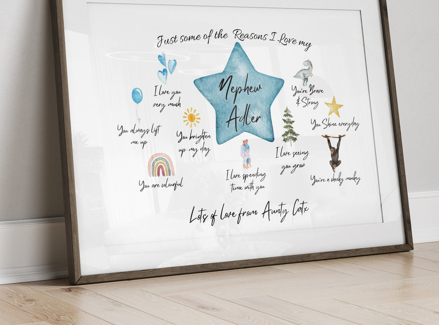 Personalised Nephew Keepsake Print: Reasons I Love You