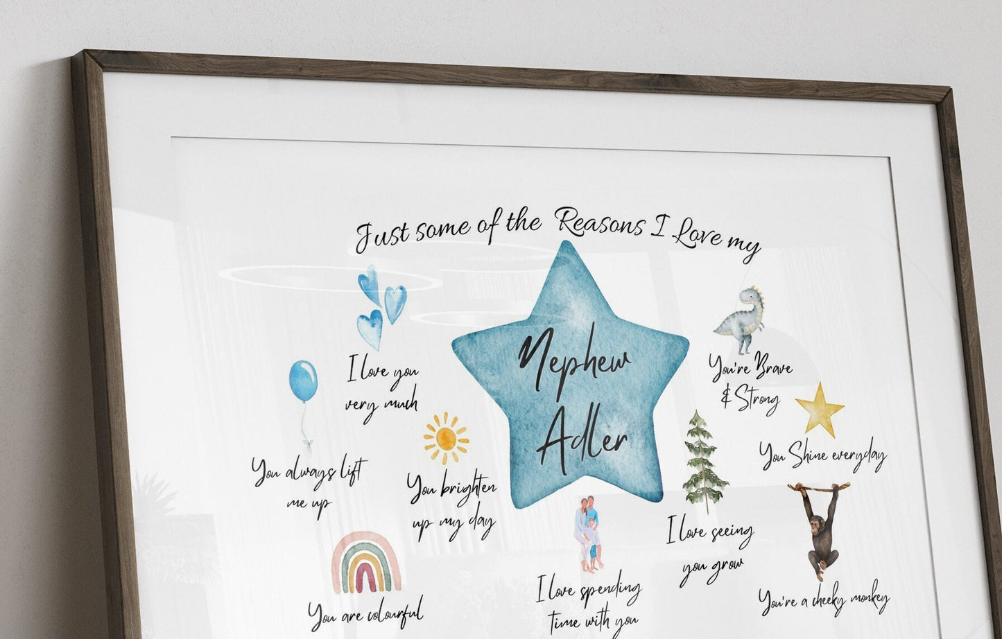 Personalised Nephew Keepsake Print: Reasons I Love You