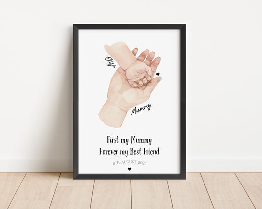 Personalized Mummy and Baby Hands Print: New Mom Gift