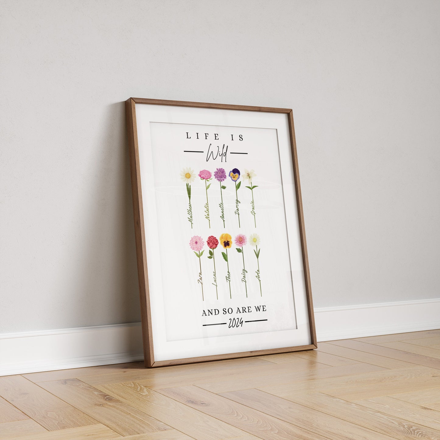 Custom Family Wildflower Print: Personalized Floral Gift