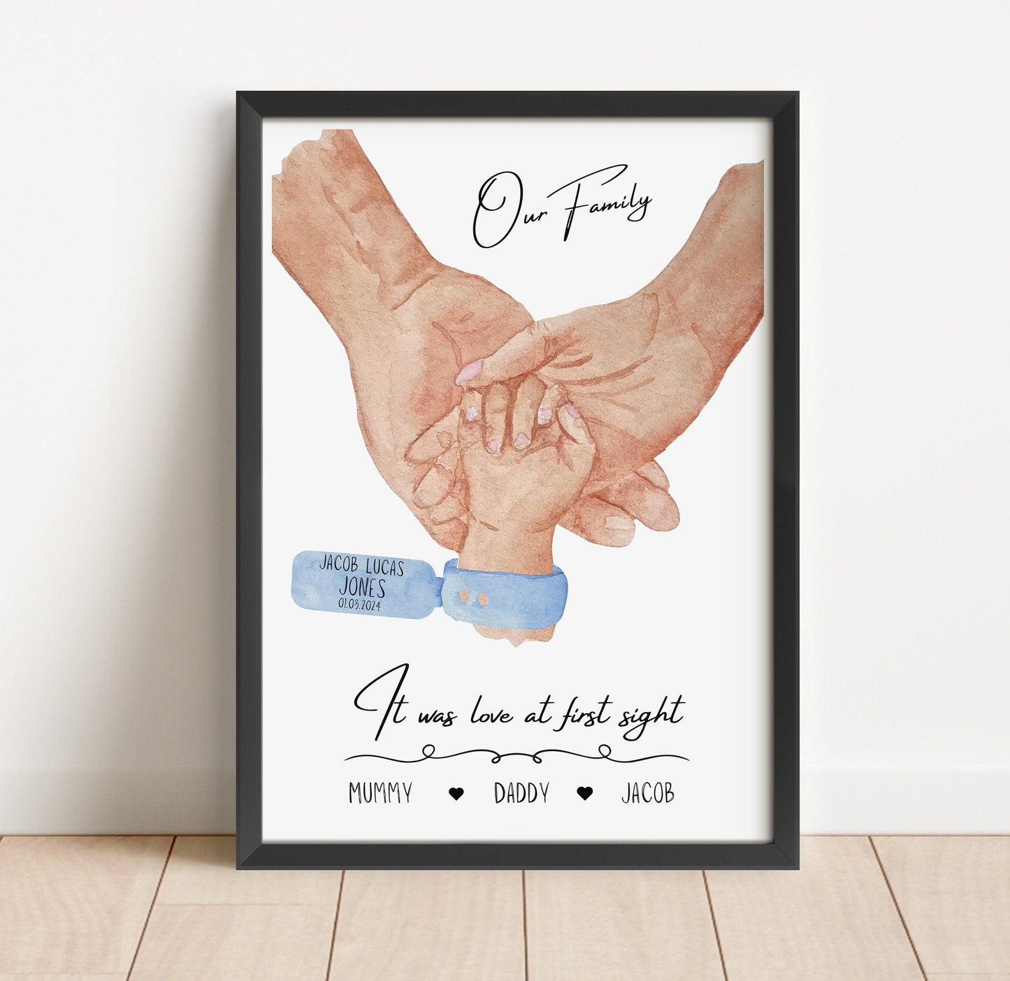 Personalized Family Print: Newborn Baby Stats, New Mum Gift