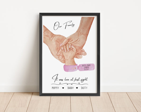 Personalized Family Print: Newborn Baby Stats, New Mum Gift
