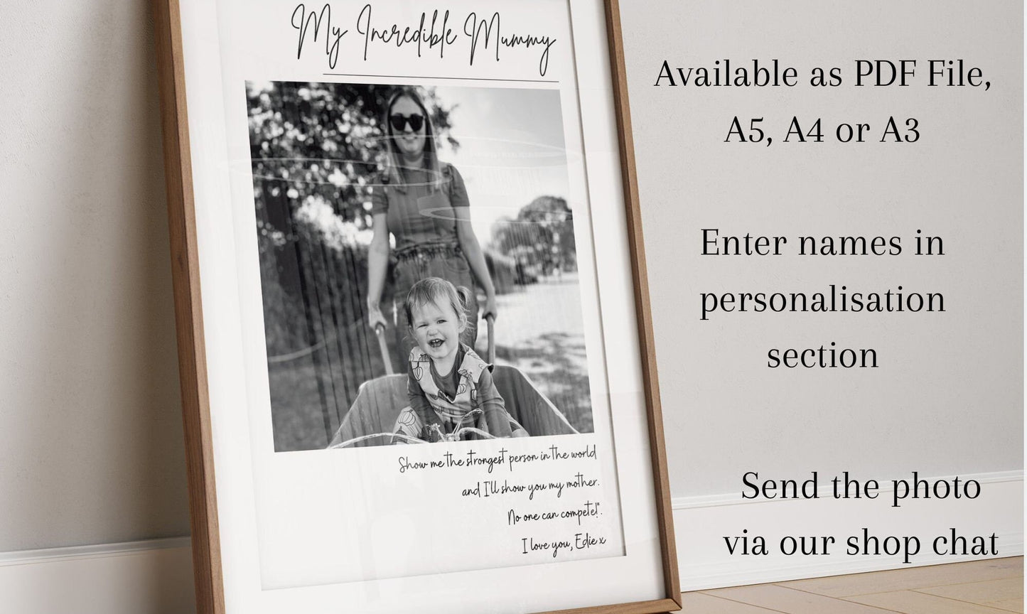 Personalised Mum Birthday Gift, Mothers Day Gift, Photo Family Print, Unique Gift for Mom, Nan Mum Mummy Baby Present, Gift for Her Newborn