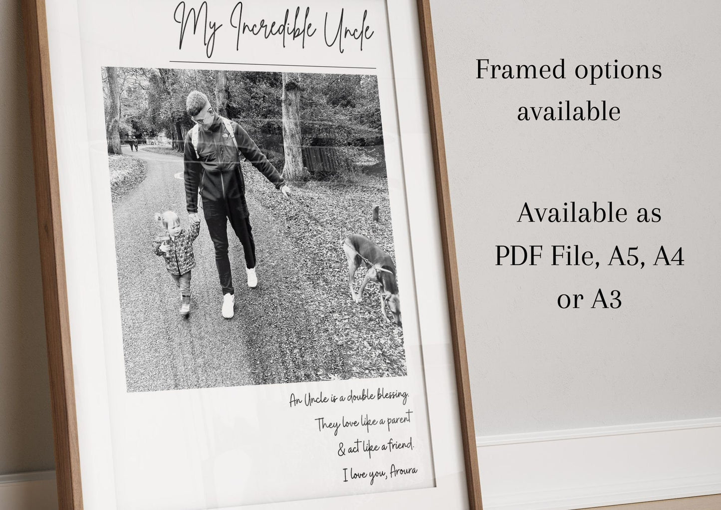 Personalised Uncle Photo Gift Print: Sentimental Wall Art