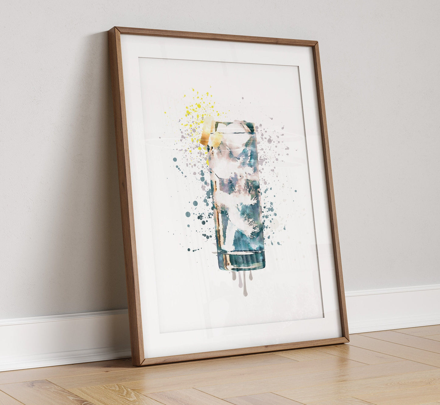 Gin and Tonic Watercolor Print: Modern Bar Cart Wall Art