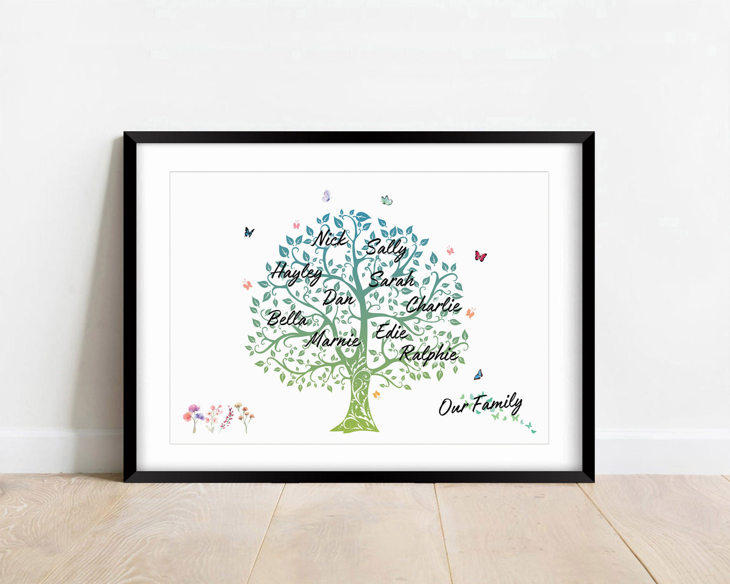 Personalised Family Tree Print: Custom Family Names Artwork Gift