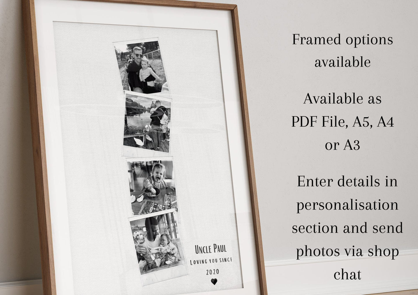 Custom Uncle Polaroid Gift Print, Personalised Uncle Birthday Gift from Niece Nephew, Uncle Photo Wall Art, New Uncle Uncle, New Uncle Gift