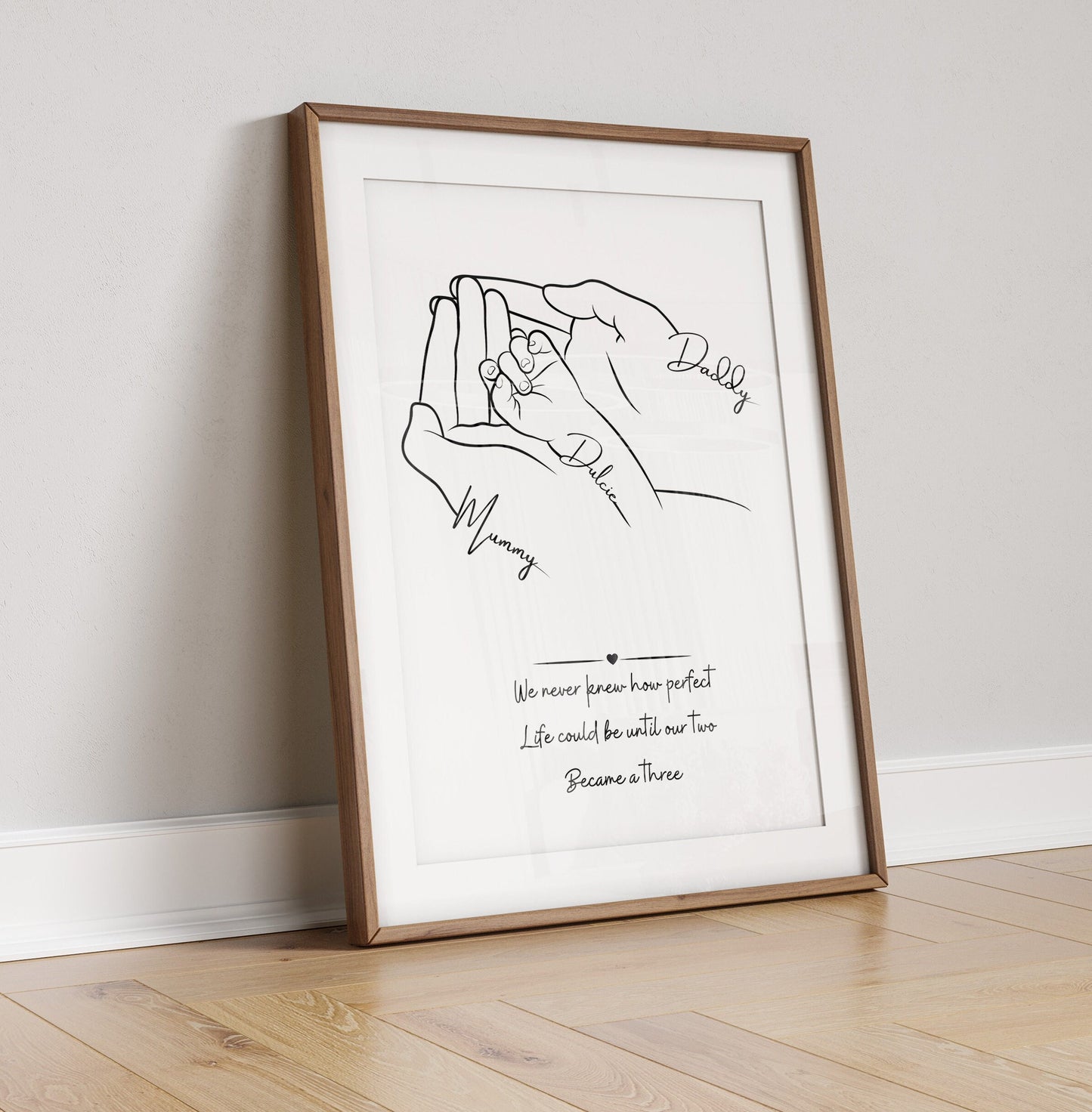 Personalised Family Line Art Print: Newborn Gift, Baby Shower