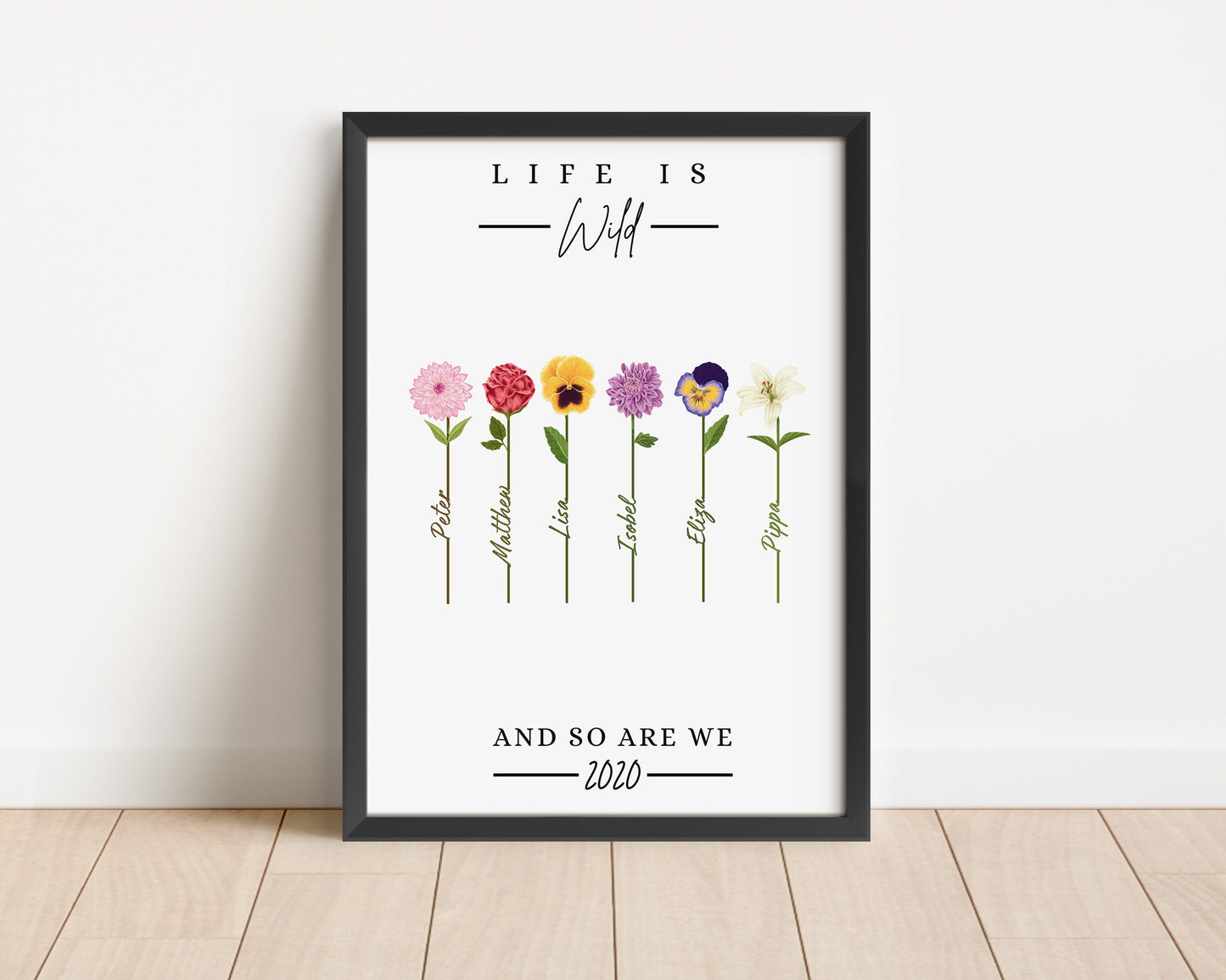 Custom Family Wildflower Print: Personalized Floral Gift