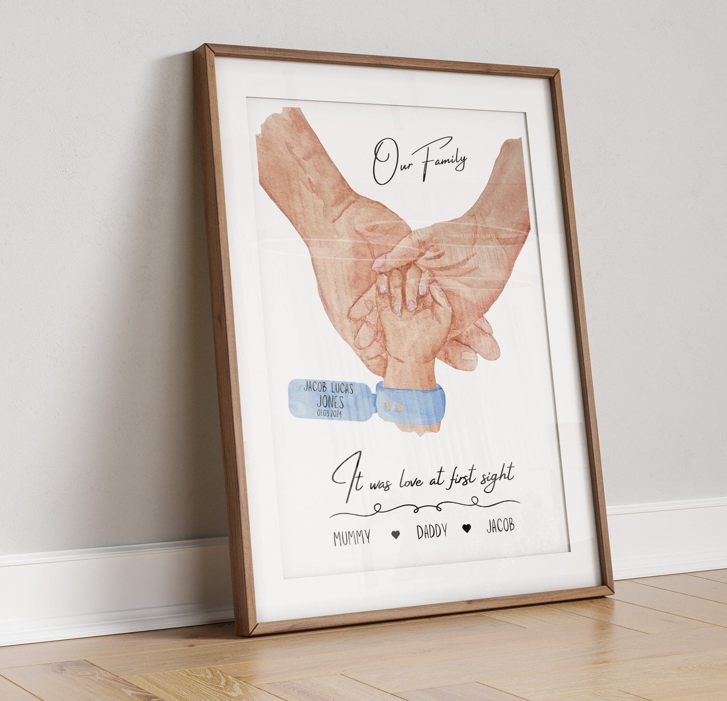 Personalized Family Print: Newborn Baby Stats, New Mum Gift