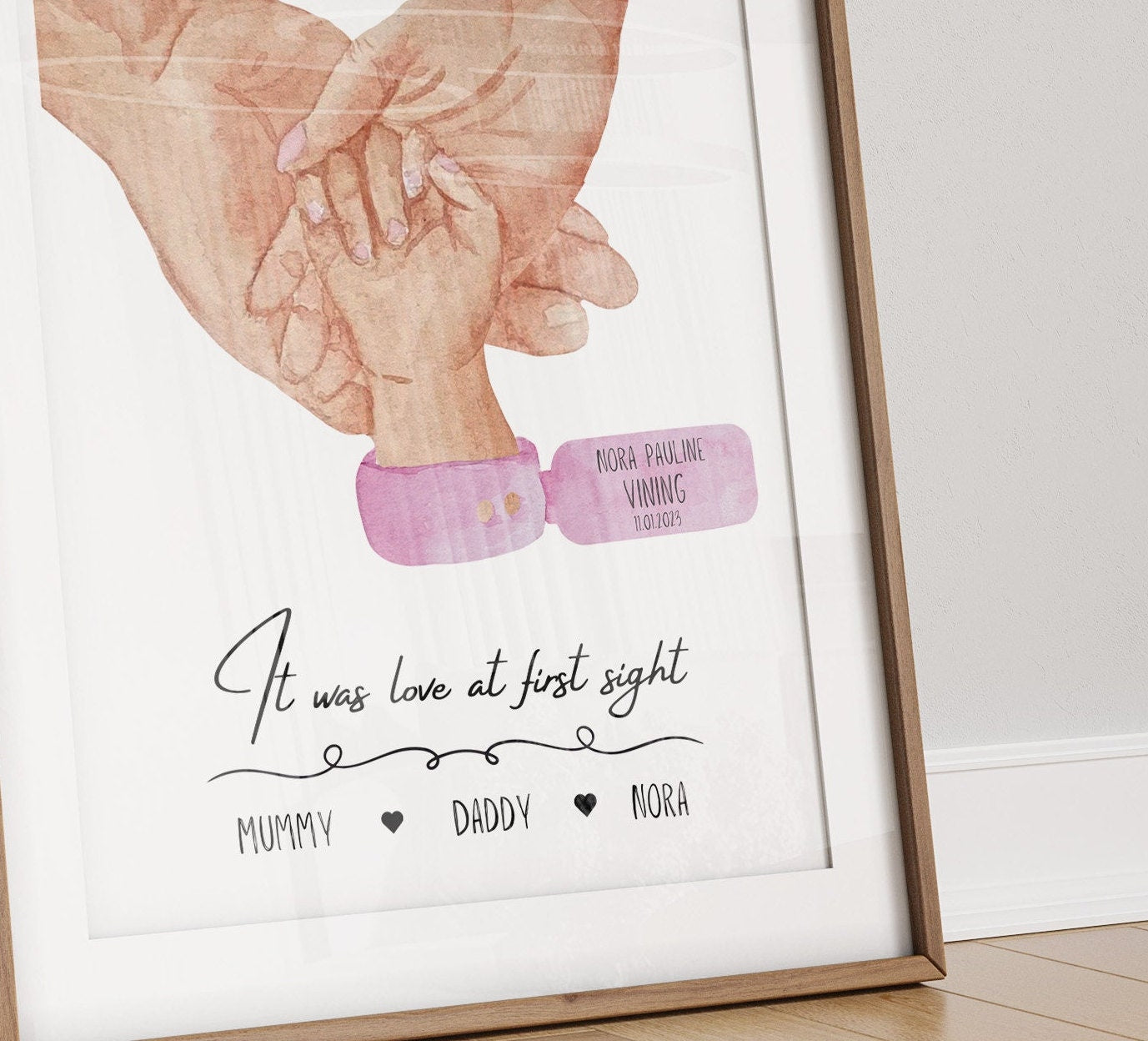 Personalized Family Print: Newborn Baby Stats, New Mum Gift