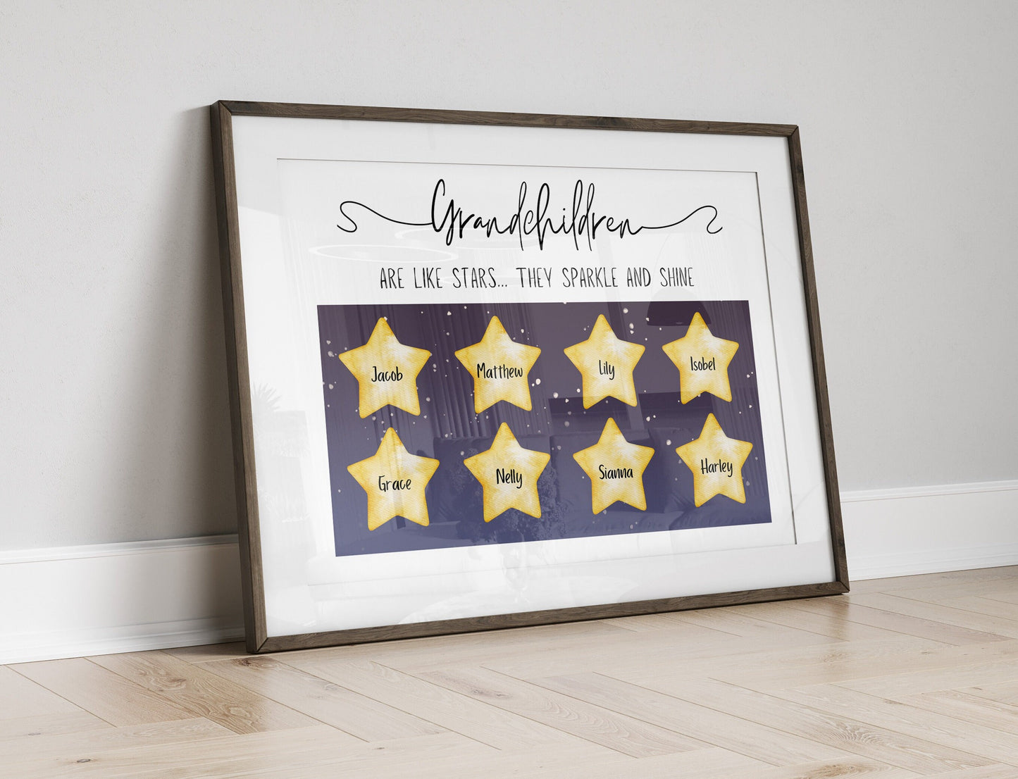 Custom Grandparents Stars Gift Print, Nana and Grandad Keepsake, Personalised Star Nanny Birthday Present, Gift from Grandson Granddaughter