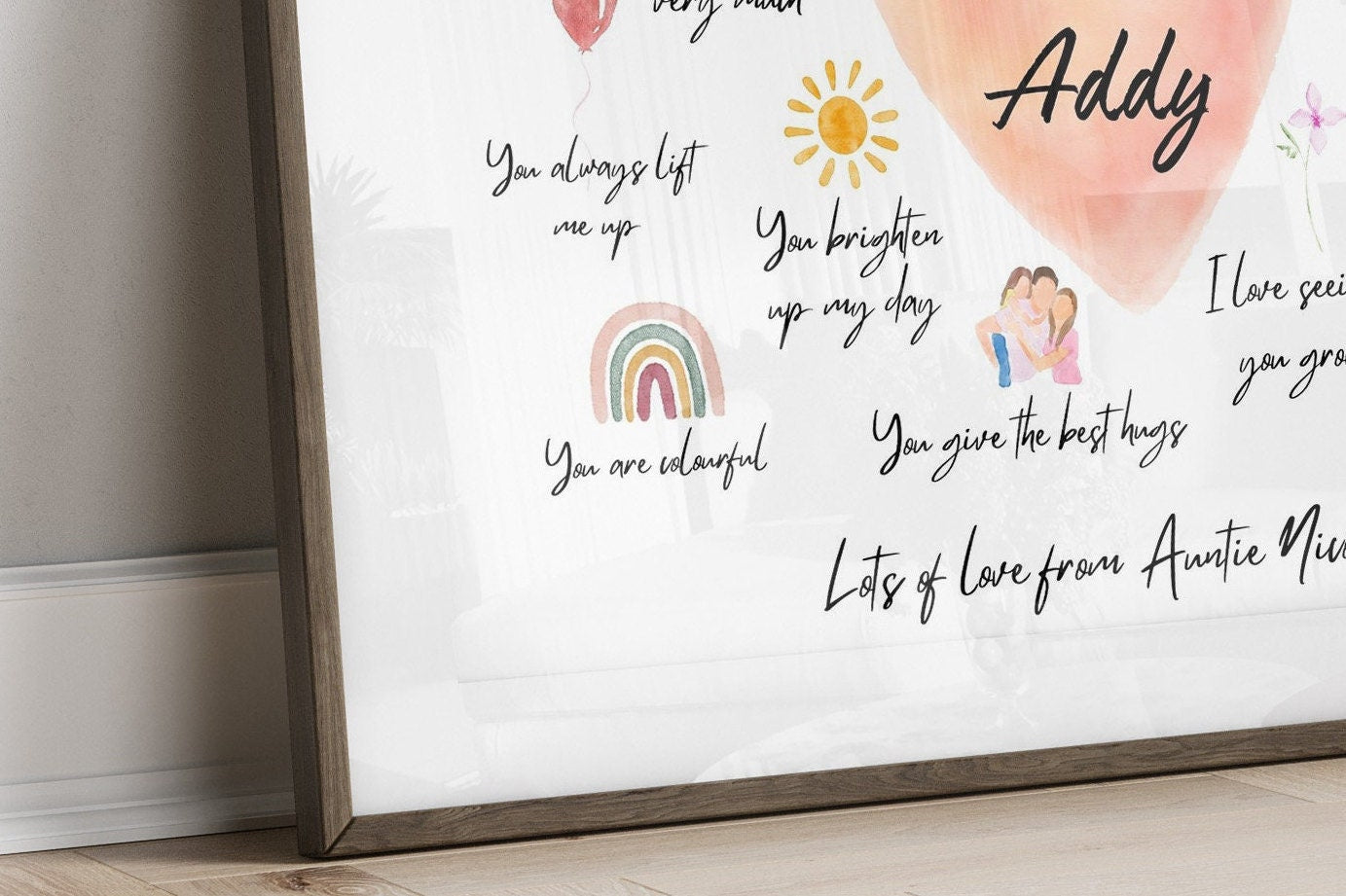 Personalised Niece Reasons I Love You Print: Sentimental Niece Gift