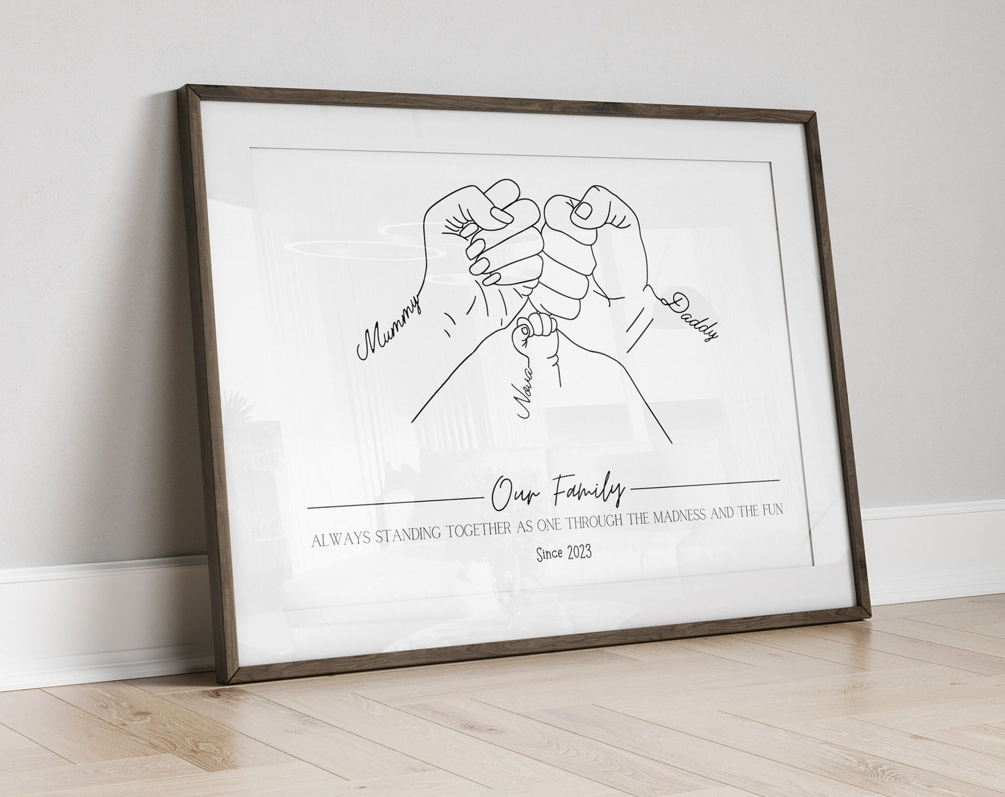 Personalised Family Fist Bump Print: Minimalist Line Art