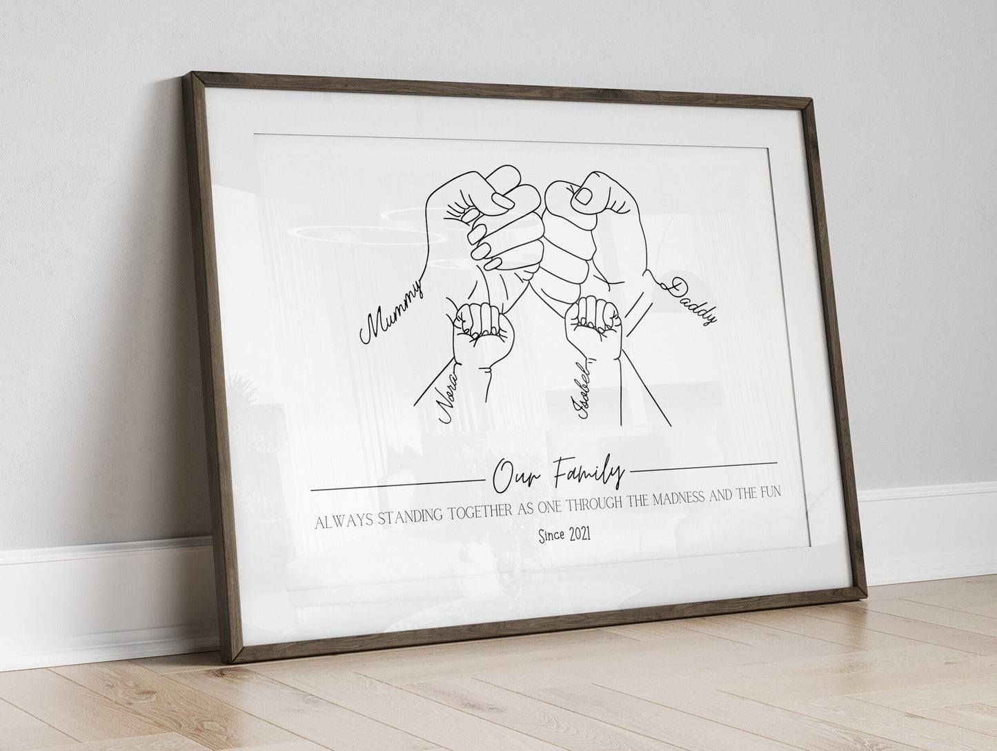 Personalised Family Fist Bump Print: Minimalist Line Art