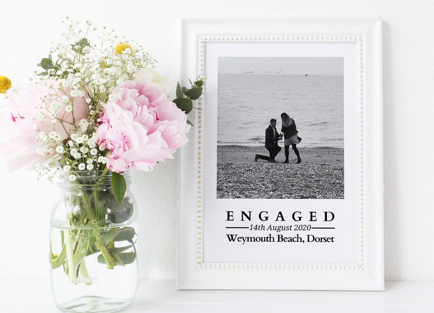 Custom Engagement Photo Print: Personalised Couple Gift