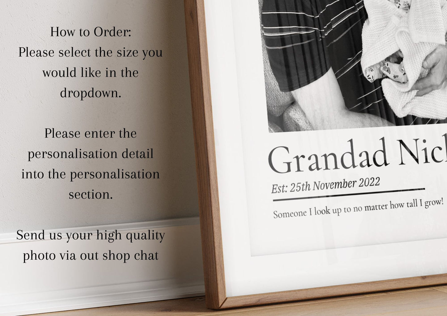 Personalised Grandad Photo Print: Custom Grandparent Keepsake