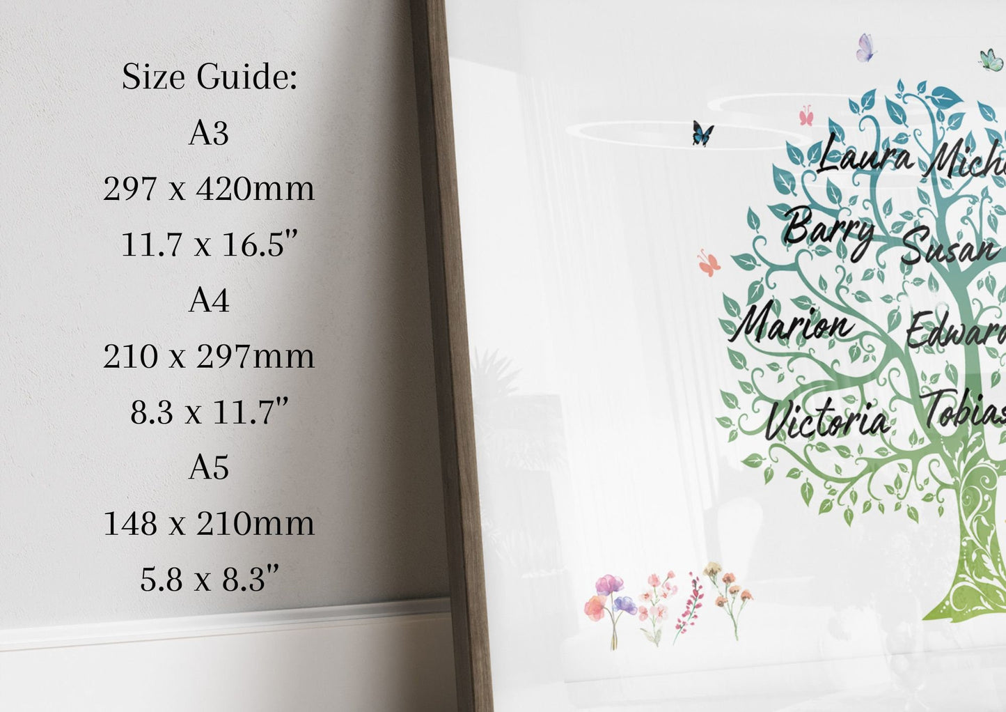 Personalised Family Tree Print: Custom Family Names Artwork Gift