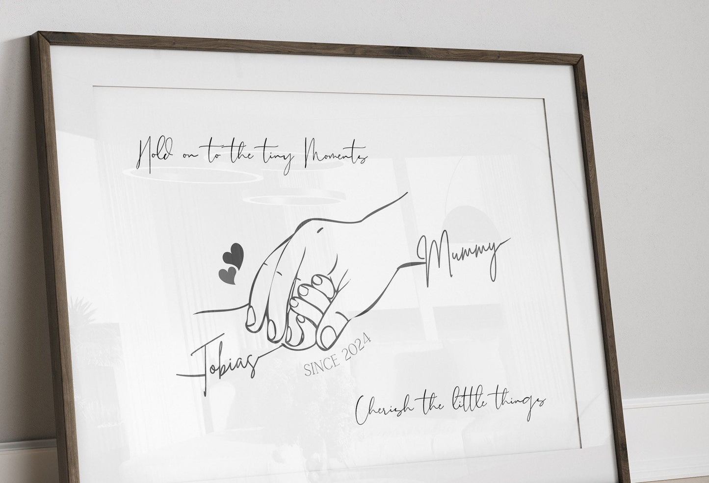 Custom Mummy and Baby Line Art Print: Personalized Mother Gift