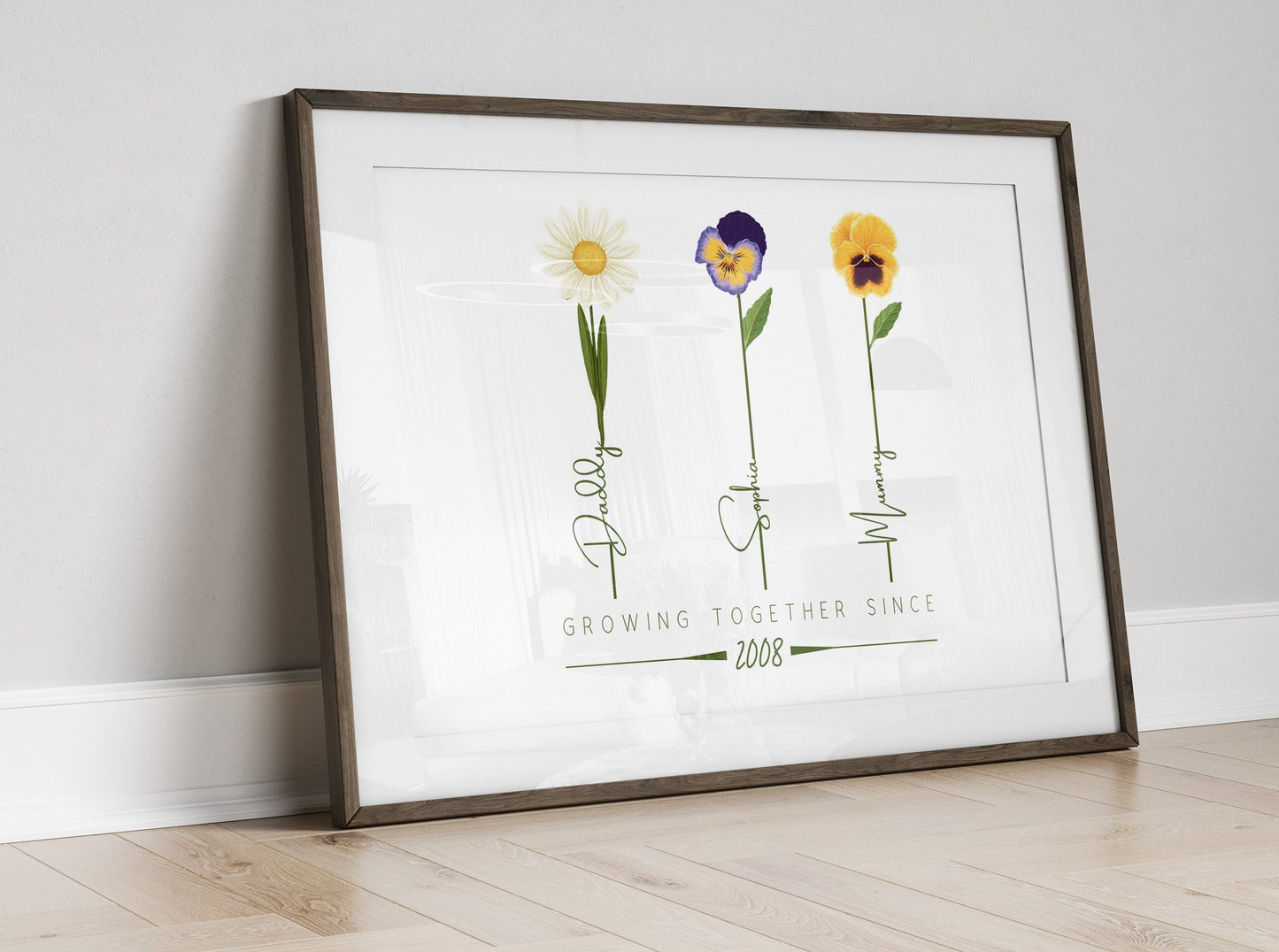 Personalised Family Flower Print: Family Christmas Gift for Mum, Wildflower Watercolour Art