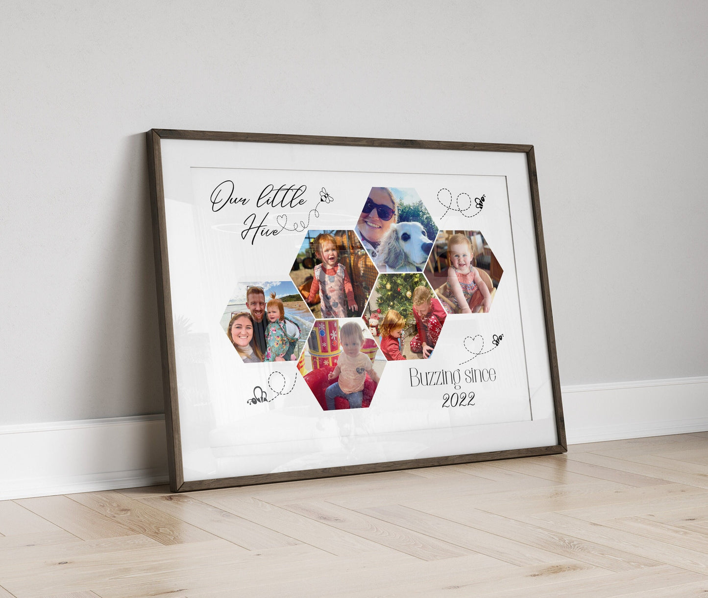 Personalized Family Photo Collage Print: Beehive Wall Art