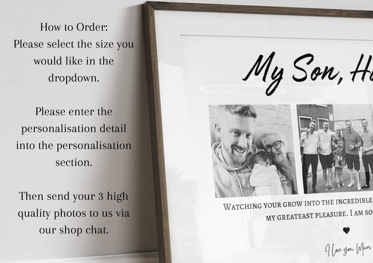 Custom Son Gift, Birthday Gift for Son, Photo Collage Print, Personalised Birthday Gift from Mum, Graduation Gift from Mum Dad, Unique Gift