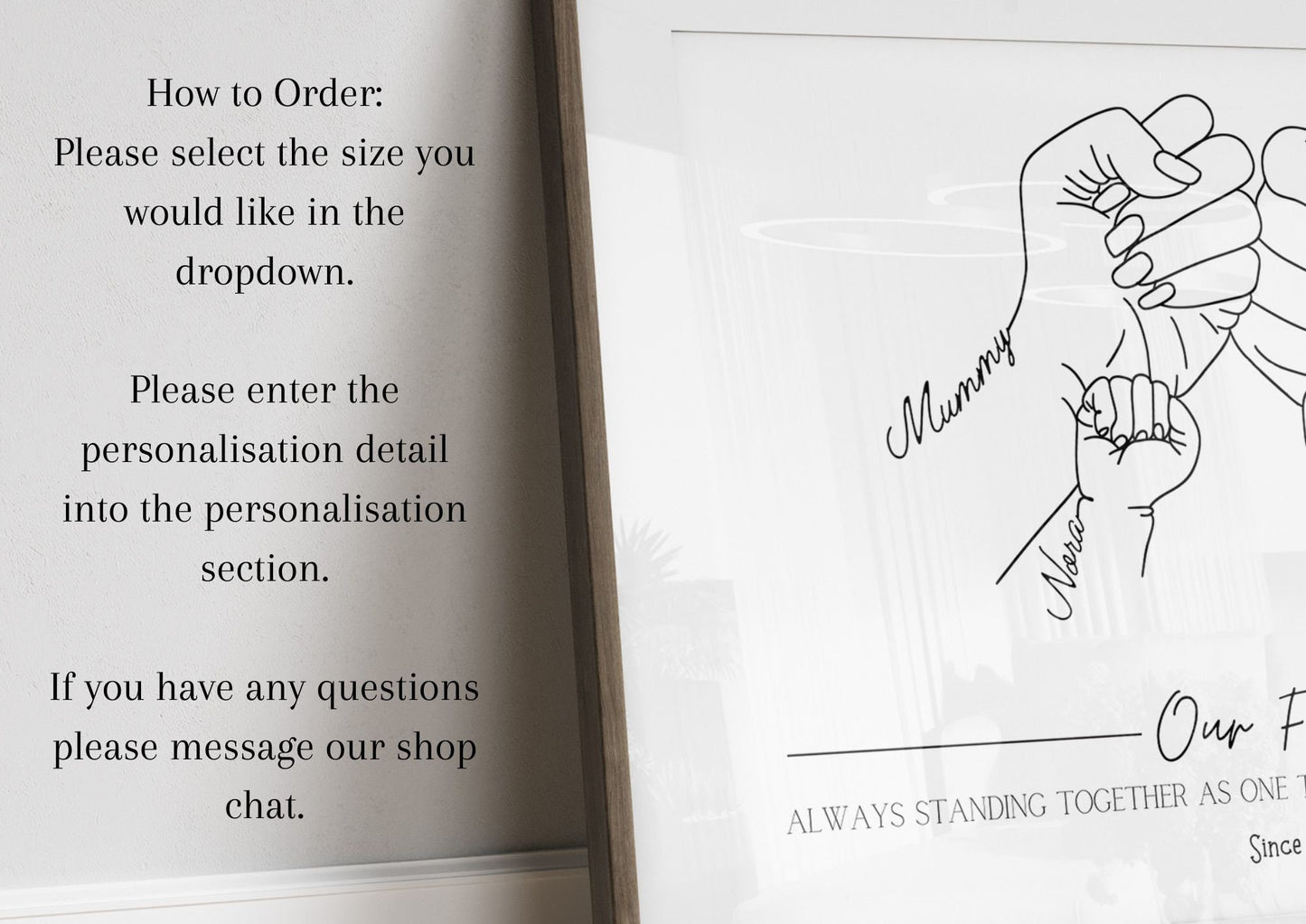 Personalised Family Fist Bump Print: Minimalist Line Art