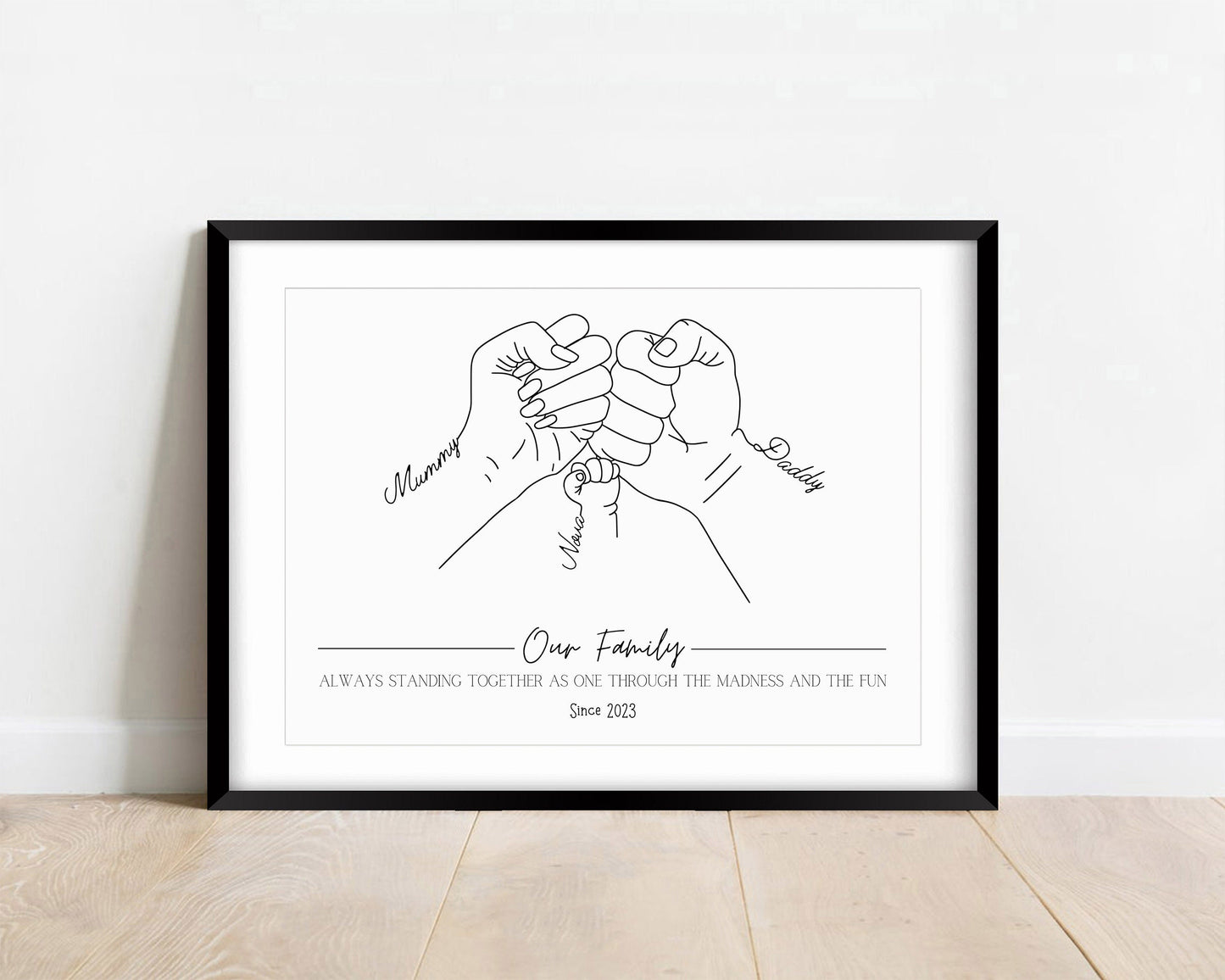 Personalised Family Fist Bump Print: Minimalist Line Art