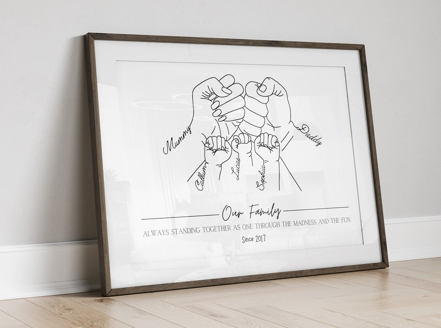 Personalised Family Fist Bump Print: Minimalist Line Art