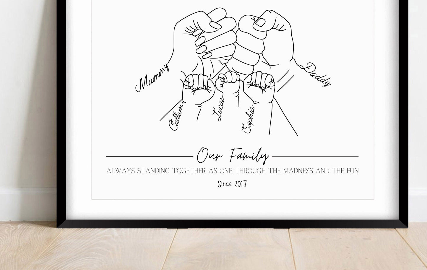 Personalised Family Fist Bump Print: Minimalist Line Art