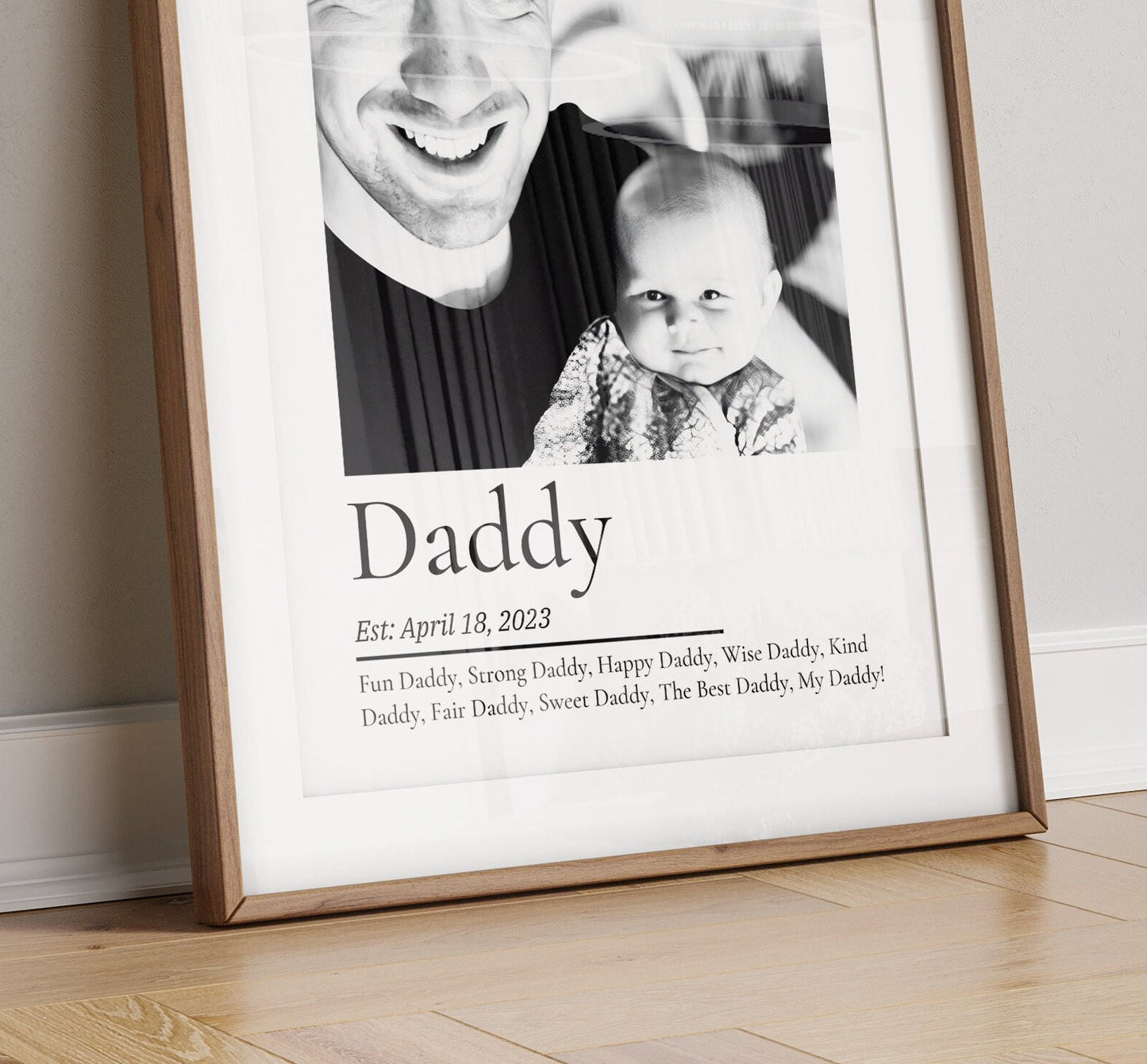 Personalised Dad Gift, Custom Father Christmas Photo Gift, New Daddy Print, Father's Day Gift, Dad Birthday Gift for Him