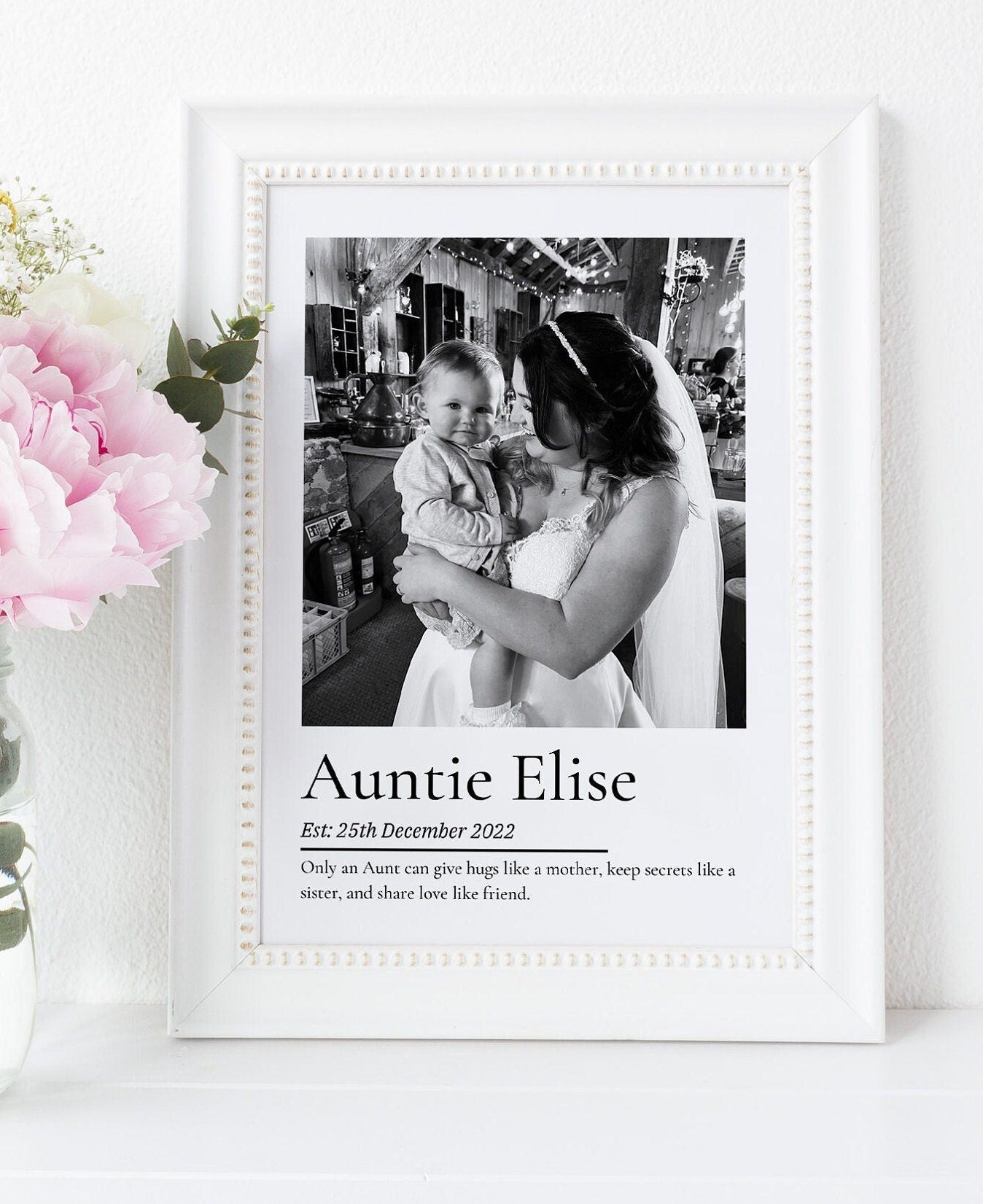 Personalsied Auntie Photo Gift Print, Birthday Christmas Present for Aunty