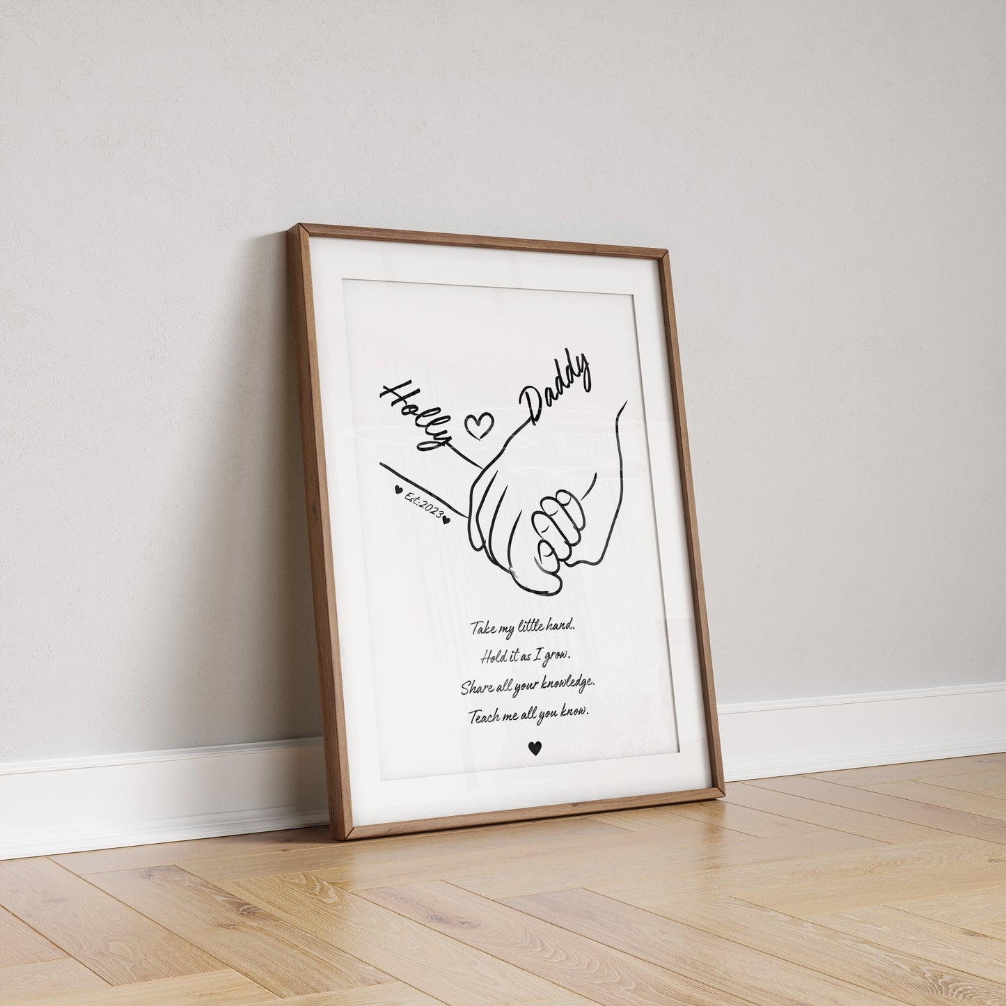 Custom Father Daughter Art Print: Personalised Dad Gift, Christmas Line Art Keepsake