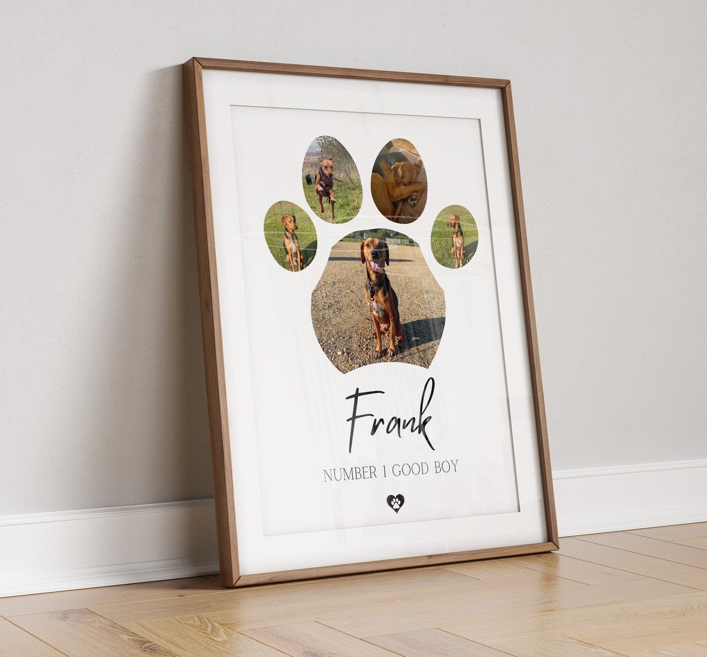 Custom Dog Paw Photo Print: Personalised Pet Memorial Poster